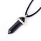 Blue Sand Goldstone Pendulum Pendant Healing Point Size 40x8mm Silver Leather Cord