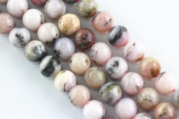 large hole pink opal smooth round beads