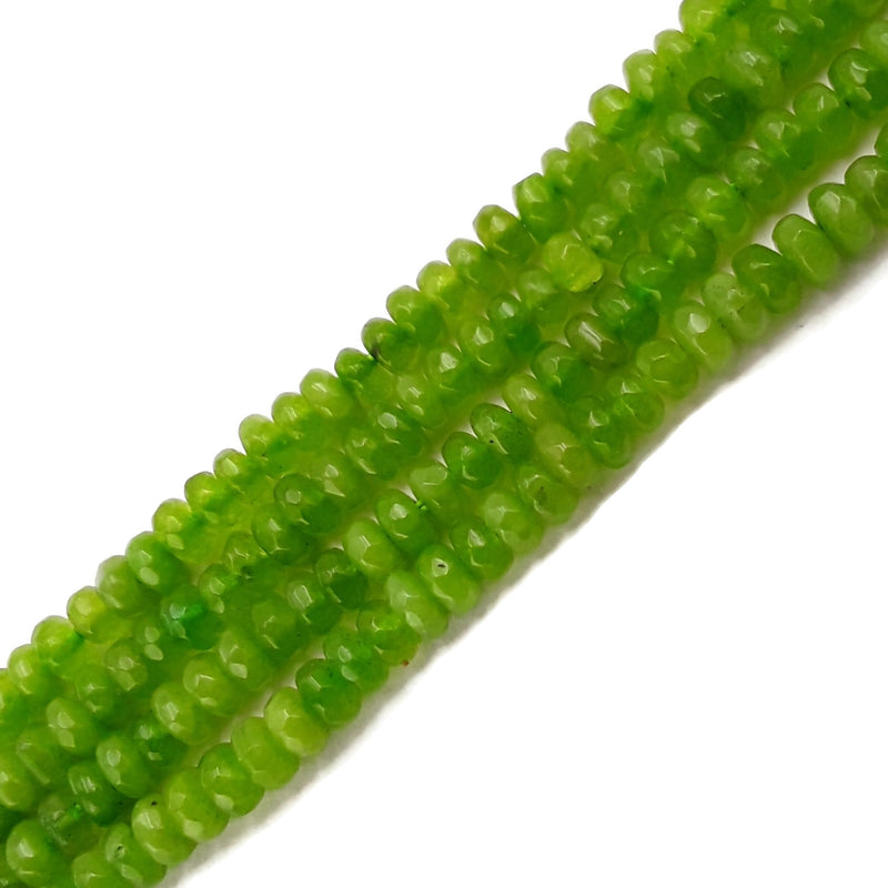 light green dyed jade faceted rondelle beads 