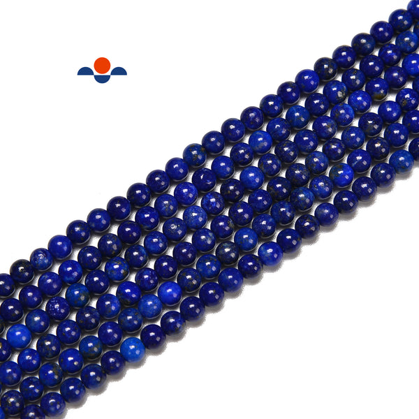 Natural Lapis Lazuli Smooth Round Beads Size 4-5mm 15.5'' Strand