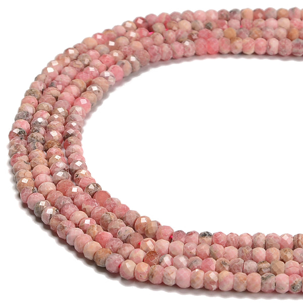Rhodochrosite Faceted Rondelle Large Hole Size Beads 4 mm - 1 mm