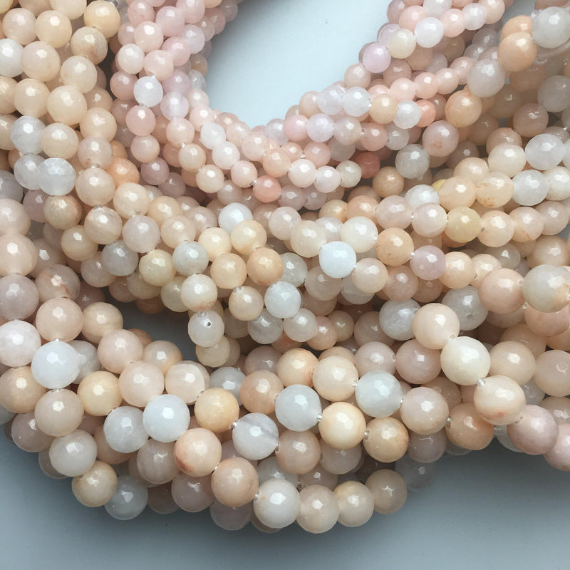 large hole pink aventurine faceted round beads