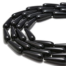 black onyx smooth teardrop beads