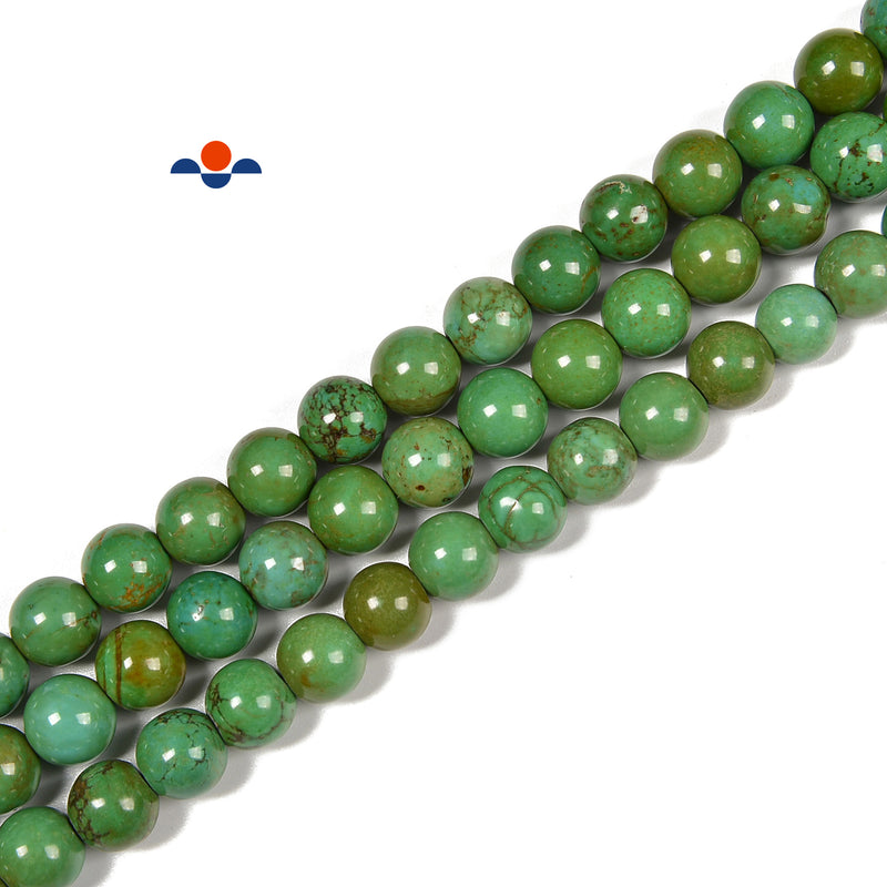 Dark Green Turquoise Smooth Round Beads Size 4mm 6mm 8mm 10mm 15.5'' Strand