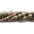 Brown Green Geothite Chrysoprase Faceted Round Beads 6mm 8mm 10mm 12mm 15.5"Strd