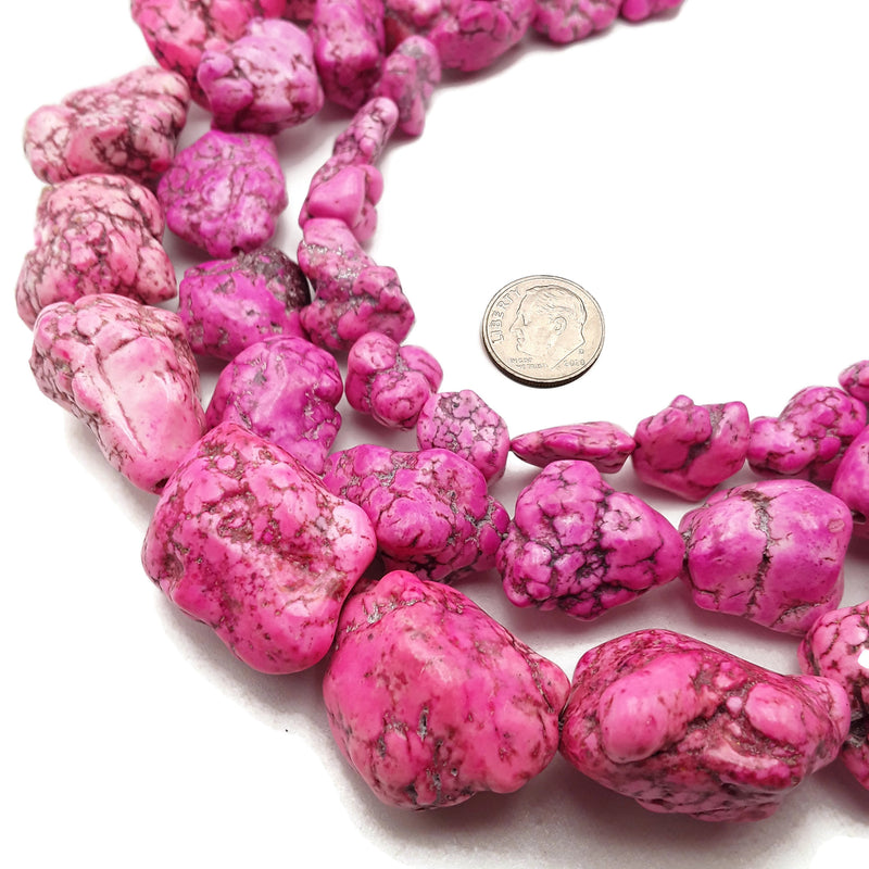 Pink Magnesite Turquoise Large Nugget Chunk Beads 20mm 25mm 30mm 15.5" Strand