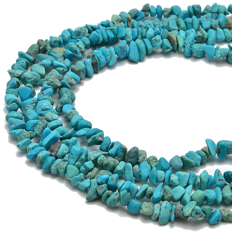 Blue Turquoise Matte Pebble Chips Beads Size 7-8mm 15" Strand