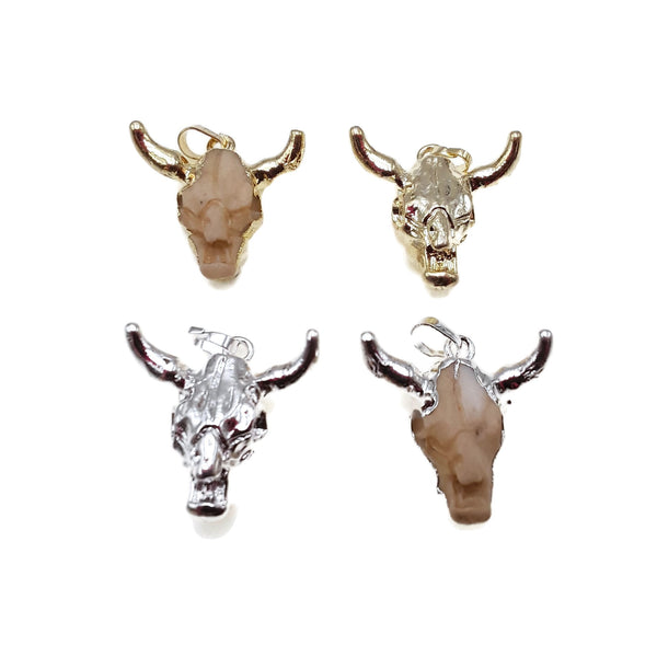 Cow Skull Pendant Resin Silver or Gold Plating Size Approx 22x22mm