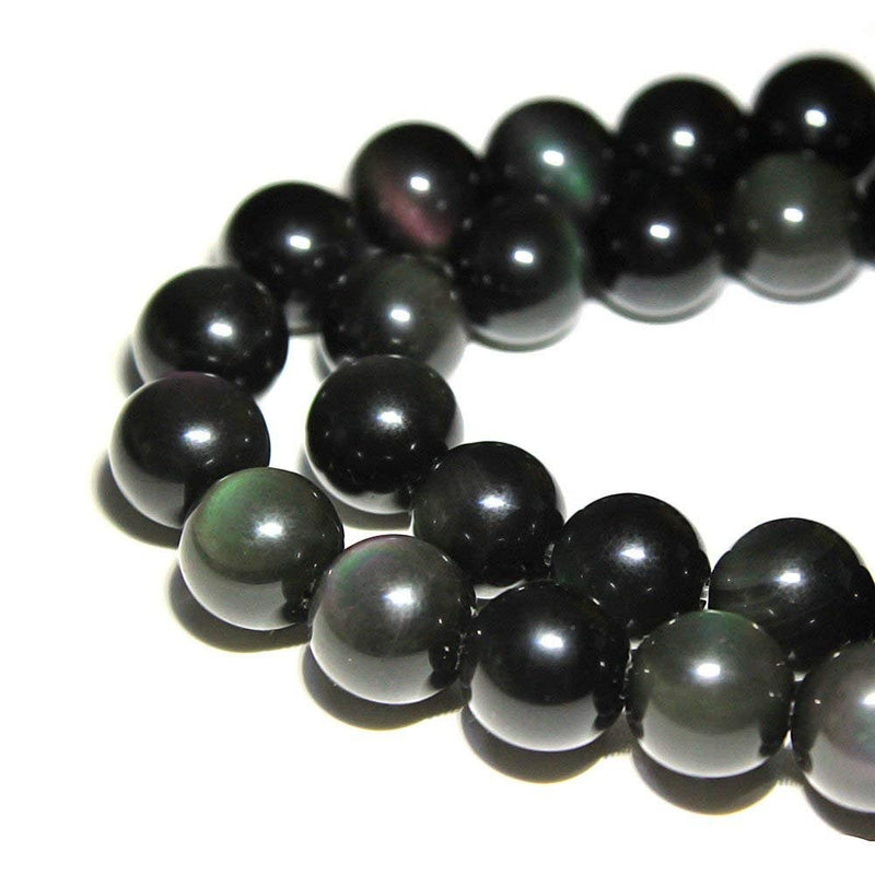 rainbow obsidian smooth round beads 