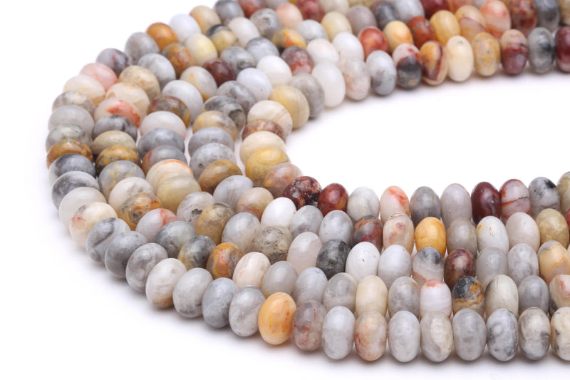 natural crazy agate smooth rondelle beads