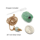 Green Fluorite Essential Oil Necklace Rough Nugget Perfume Bottle & Gold Chain