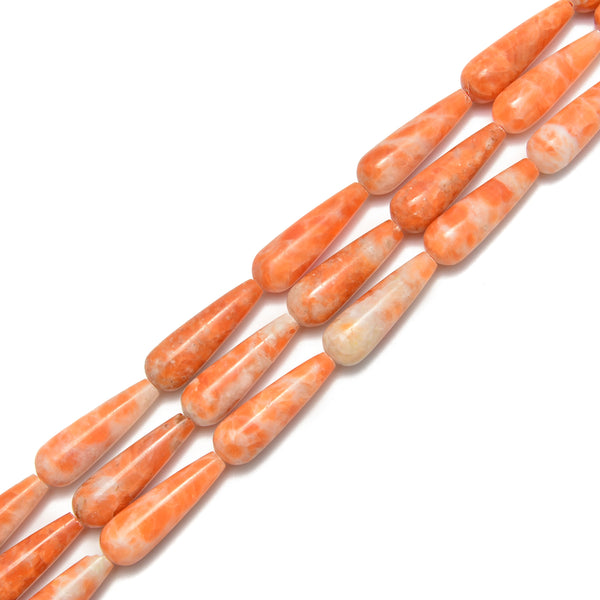 Sunstone Smooth Teardrop Beads Size 10x30mm 15.5" Strand
