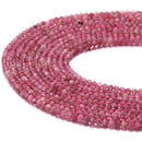 natural pink tourmaline faceted round beads