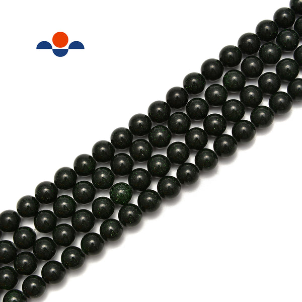 Green Sand Goldstone Smooth Round Beads Size 6mm 8mm 10mm 15.5" Strand