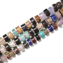 Dark Color Mixed Gemstone Rondelle Wheel Disc Beads Size 10mm 12mm 14mm 15.5''