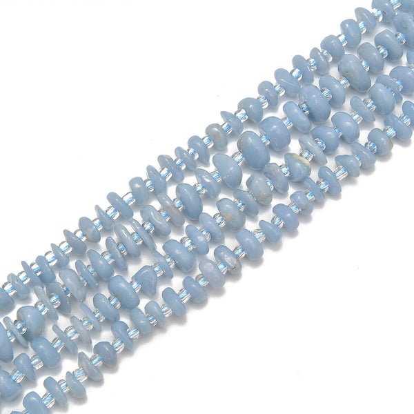 Angelite Pebble Nugget Slice Chips Beads Size 7-8mm 15.5" Strand