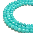 teal blue dyed jade smooth round beads