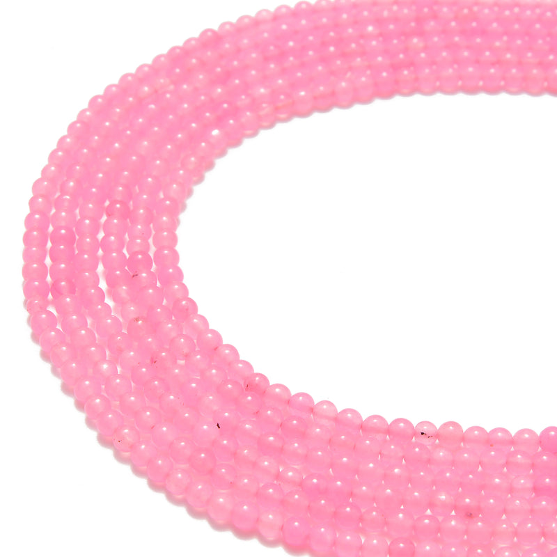 pink dyed jade smooth round beads