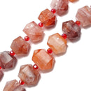 red amphibole quartz graduated short fat points beads