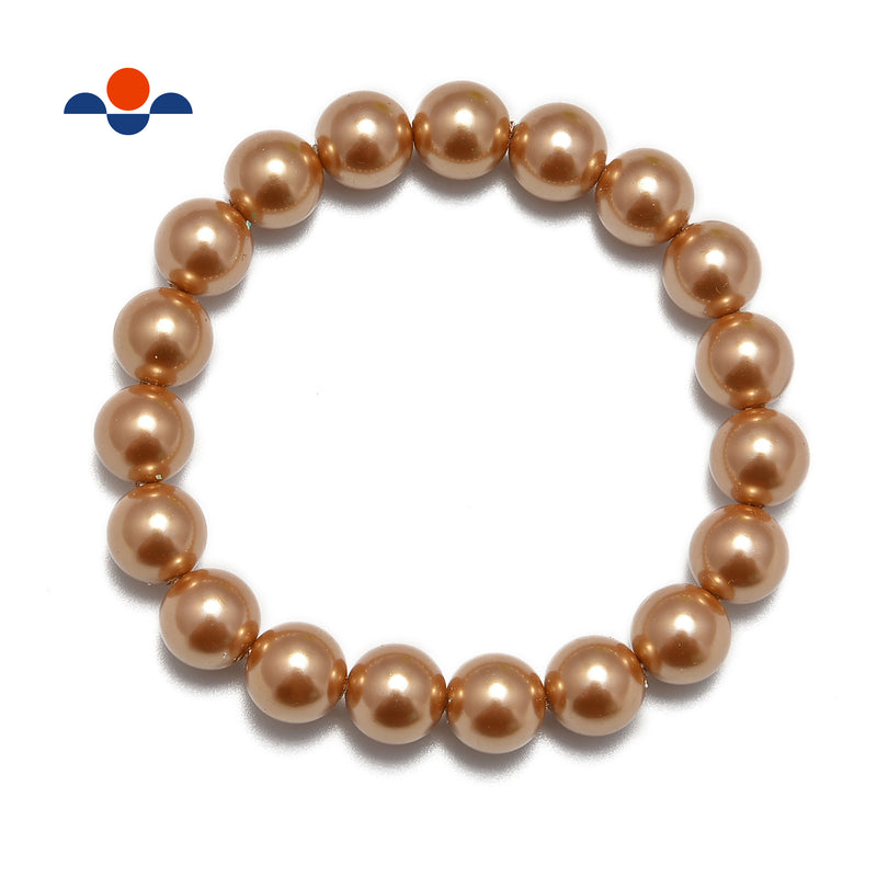 gold shell pearl bracelet smooth round
