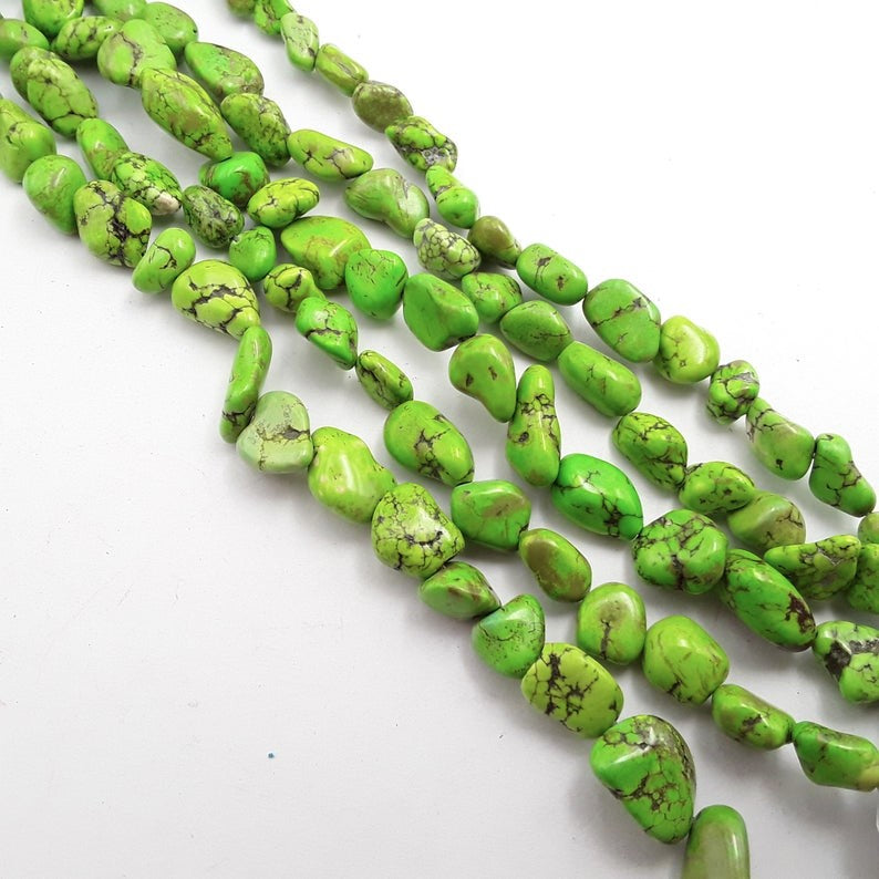 green turquoise smooth irregular nugget beads 