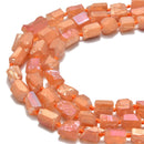 electroplated peach quartz rough cylinder tube beads