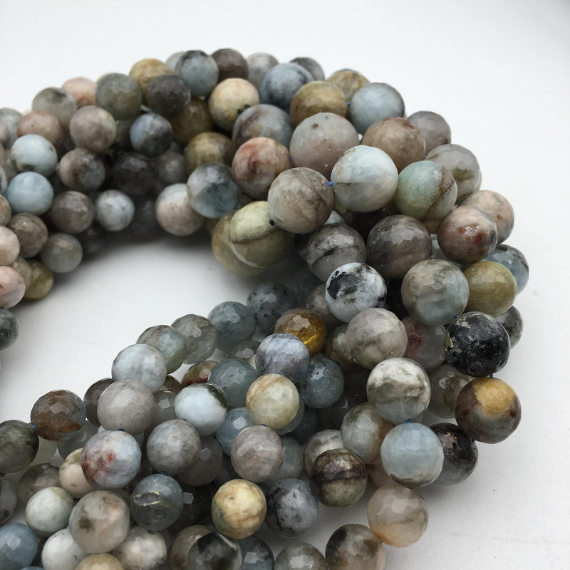 aquamarine graduated faceted round beads