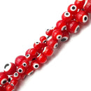 Red Evil Eye Glass Smooth Round Beads Size 6mm 8mm 15.5" Strand
