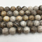 silver leaf jasper faceted round beads