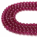 Fuchsia Crystal Glass Smooth Round Beads Size 6mm 8mm 10mm 15.5" Strand