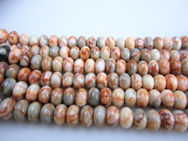 large hole red web jasper smooth rondelle beads