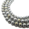 Yellow & Silver Coated Lava Rock Stone Round Beads 8mm 10mm 15.5" Strand