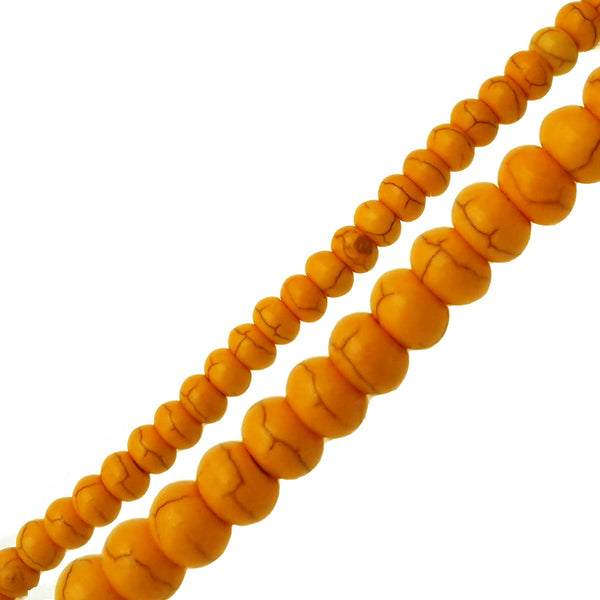 orange howlite turquoise smooth rondelle beads 