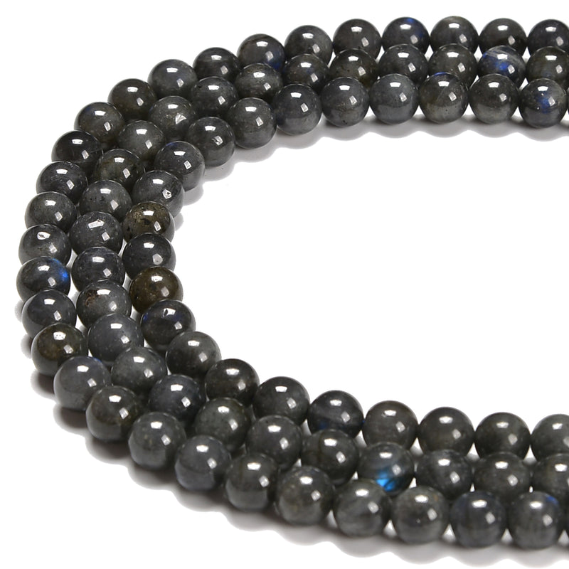 Natural Black Labradorite Smooth Round Beads Size 7mm 8mm 15.5'' Strand