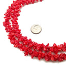 Red Bamboo Coral Hand Carved Flower Beads Size 6x14mm 15.5'' Strand