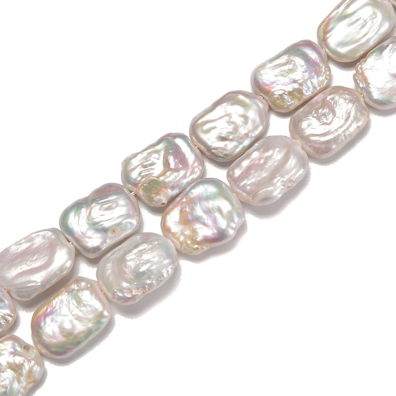 Fresh Water Pearl White Keshi Rectangle Beads Size 13x18mm 15.5'' Strand