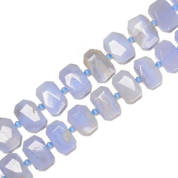 Blue Lace Agate Rectangle Slice Faceted Octagon Beads Size 15x20mm 15.5'' Strand