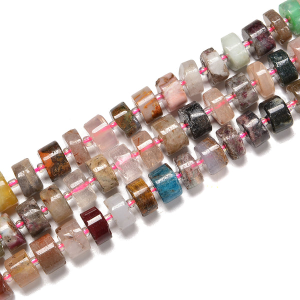 Light Color Mixed Gemstone Rondelle Wheel Disc Beads Size 10mm 12mm 15.5''Strand