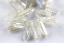 quartz ab plated graduated rough top drill points beads