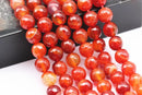 red Striped agate faceted round beads