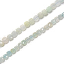 Light Blue Natural Aquamarine Faceted Cube Beads Size 4mm 5mm 15.5'' Strand