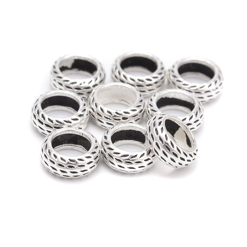 925 Sterling Silver Large Hole Rondelle Spacer Beads Size 3x6mm 3x7.5mm