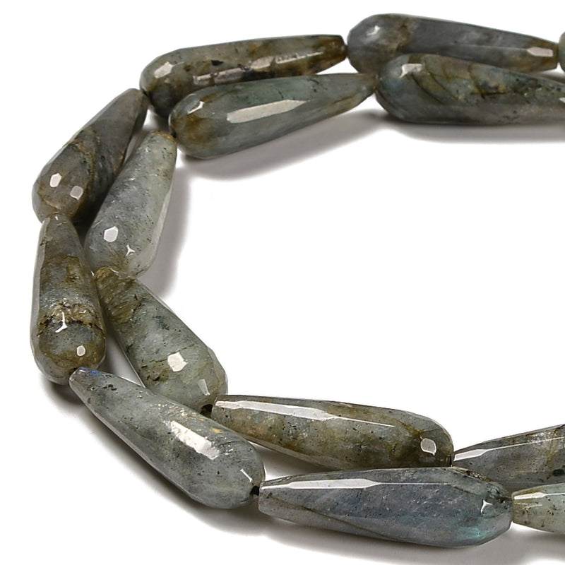 Natural Labradorite Faceted Teardrop Beads Size 8x20mm 10x30mm 15.5'' Strand