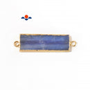 Kyanite Gold Electroplated Edge Rectangle Bar Connector Pendant Charm 11x30mm