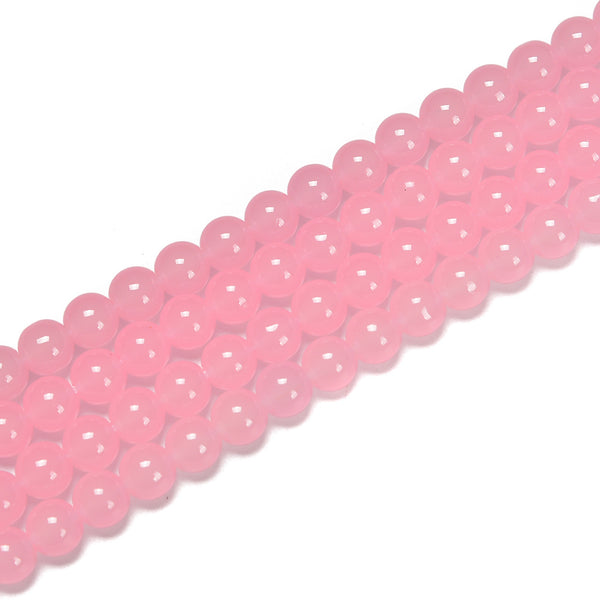 Light Pink Crystal Glass Smooth Round Beads Size 6mm 8mm 10mm 15.5" Strand