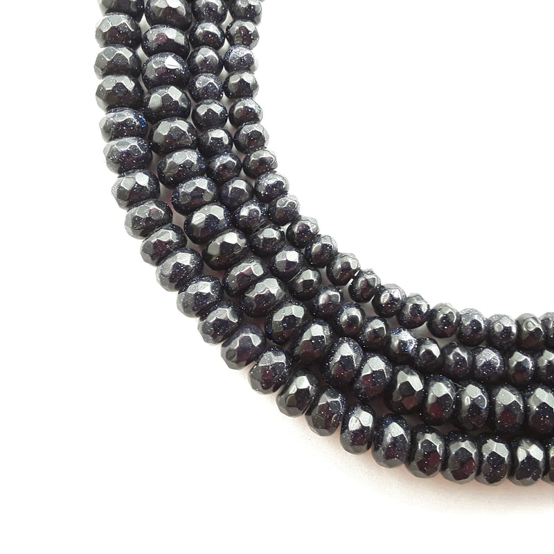 blue sandstone faceted rondelle beads 