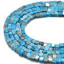 blue agate smooth square cube dice beads