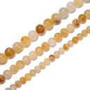 Natural Golden Healer Quartz Smooth Round Beads Size 6mm 8mm 10mm 15.5'' Strand