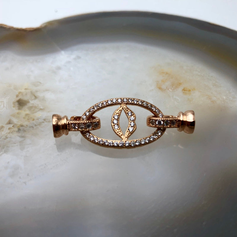 rose gold plated copper with micro pave clear zircon clasp 