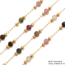 3mm Faceted Round Beads Multi Gemstone Chain Sold One Meter Per Bag